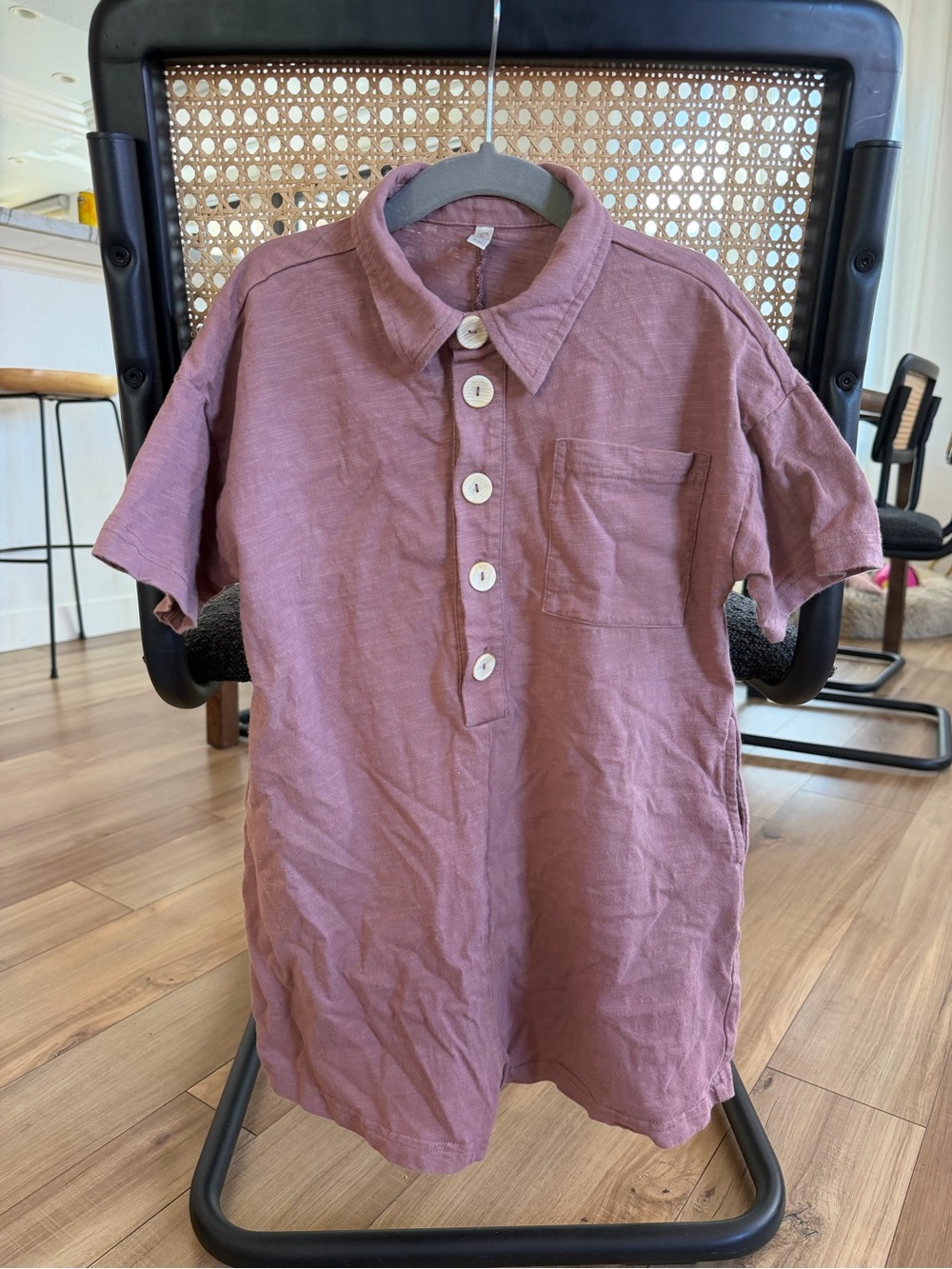Rylee + Cru Short-Sleeve Button Pullover Shirt in Dusty Mauve